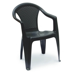 Zahradní plastová židle nízká KORA RATAN hnědá / antracit 